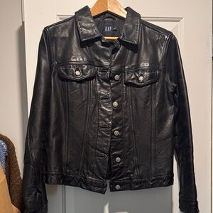 GAP Women's Sleek Black Leather Jacket